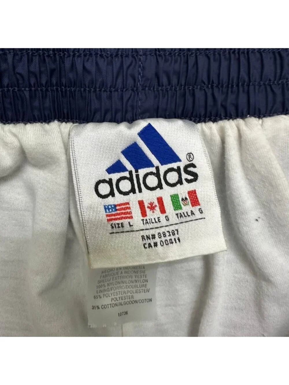 Vintage Adidas Track Pants Mens Large Blue Stripe Snap Tear Away Lined 90s Baggy